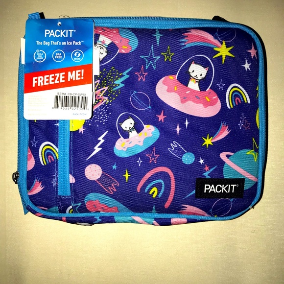 Pack It Freezable Lunch Bag Cats in Space - Picture 1 of 5